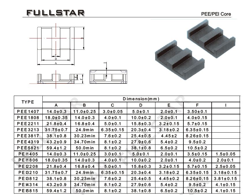 Núcleo de ferrite de transformador plano de alta freqüência com conformidade ...